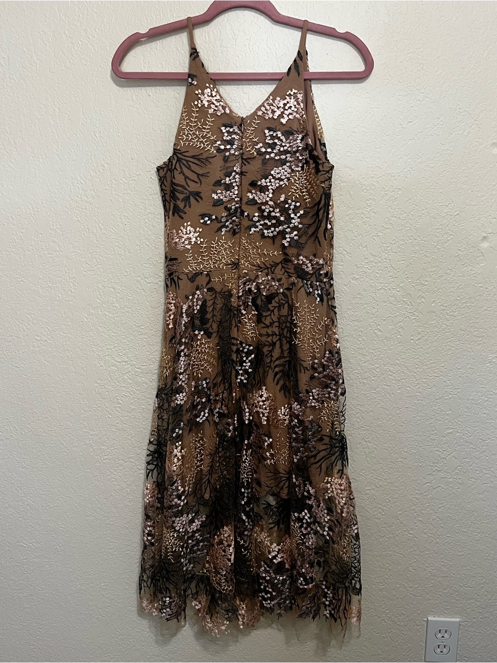 DRESS THE POPULATION Audrey Embroidered Fit & Flare Dress In Pink Blossom Medium - Picture 3 of 6